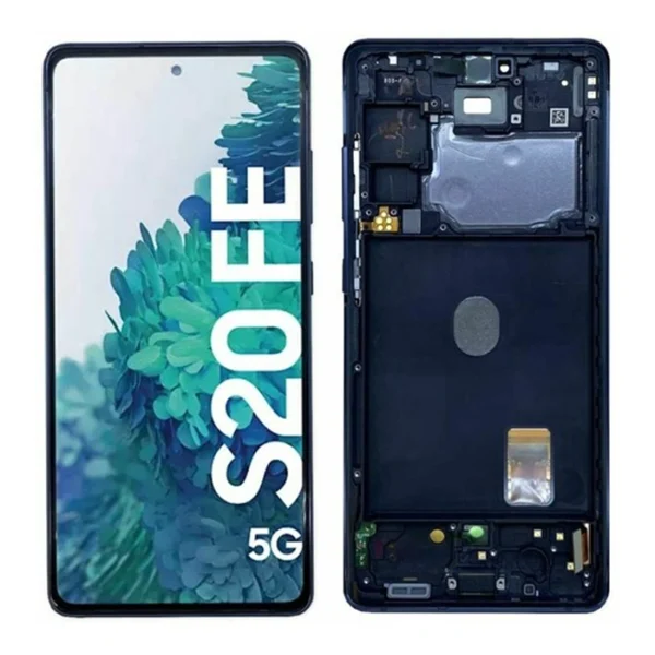 LCD Display Service Pack Galaxy S20FE 4G G780 GH82-24220A with Frame - Blauw (Zwart)