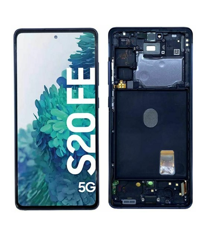 LCD Display Service Pack Galaxy S20FE 4G G780 GH82-24220A with Frame - Blauw (Zwart)