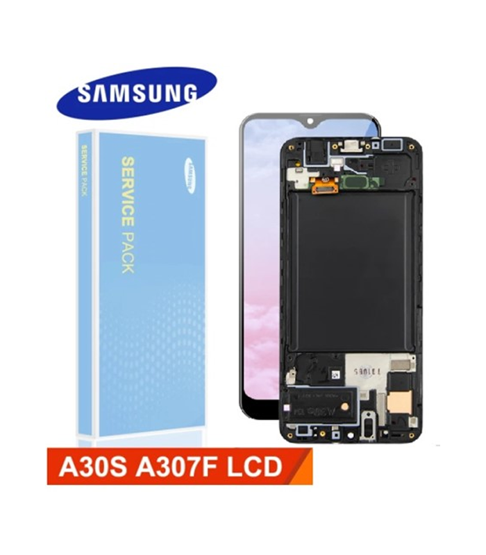 LCD Display Service Pack Galaxy A30s A307 GH82-21329A with Frame - Zwart
