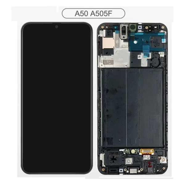 LCD Display Service Pack Galaxy A50 A505 with Frame GH82-19713A - Zwart