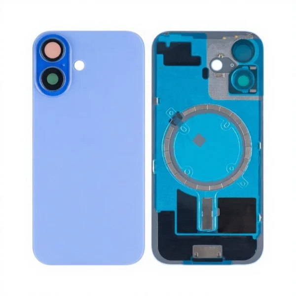 For Apple iPhone 16 Back Glass with Logo and Frame Without NFC Flex Ultramarine