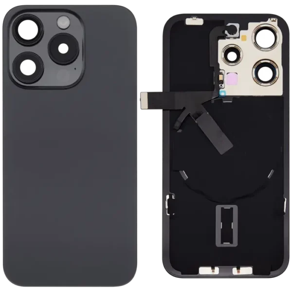 For iPhone 15 Pro Back Glass With Logo And Frame With NFC Flex Black Titanium