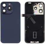 For Apple iPhone 15 Pro Back Glass With Logo And Frame With NFC Flex Blue Titanium