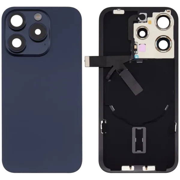 For iPhone 15 Pro Back Glass With Logo And Frame With NFC Flex Blue Titanium