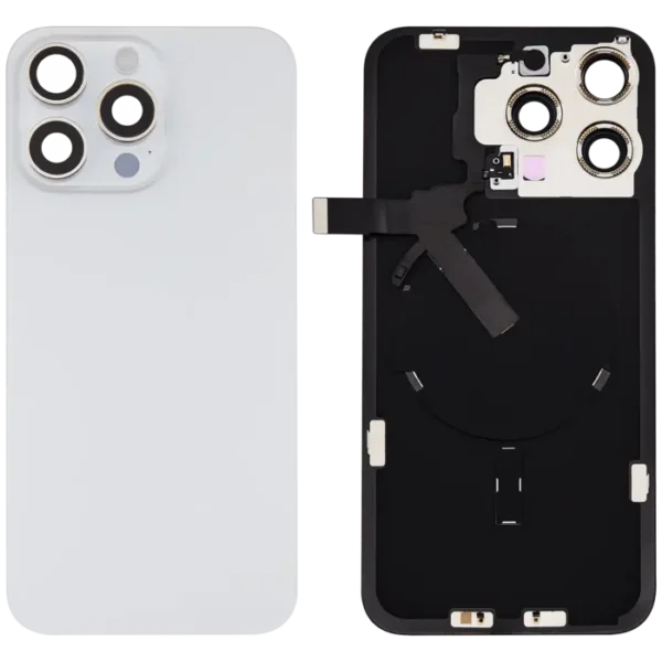 For iPhone 15 Pro Max Back Glass With Logo And Frame With NFC Flex White Titanium