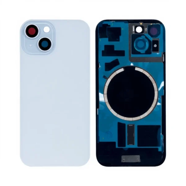 For iPhone 15 Back Glass With Logo And Frame Without NFC Flex Blue