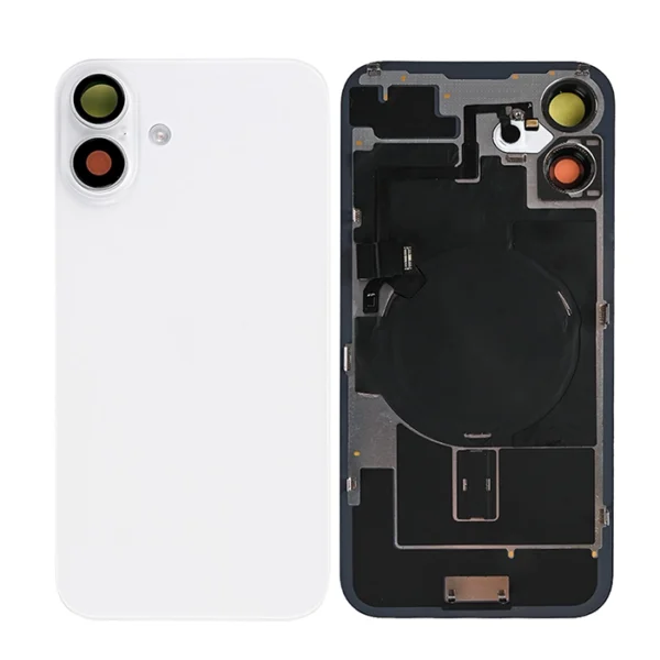 iPhone 16 Plus Back Glass with Logo + Frame + MagSafe magnet (no NFC Flex) - White