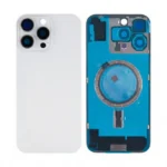 For iPhone 16 Pro Max Back Glass with Logo + Frame And MagSafe magnet Without NFC Flex - White Titanium