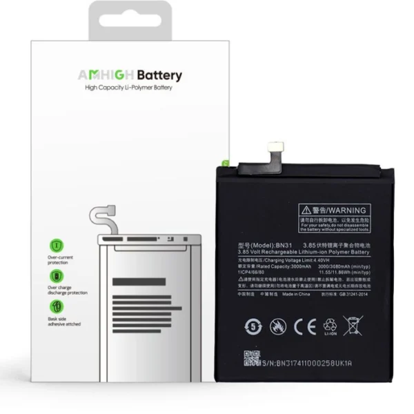 Xiaomi Mi A1 Redmi Note 5A Battery BN31 - 3080mAh (AMHigh Premium)