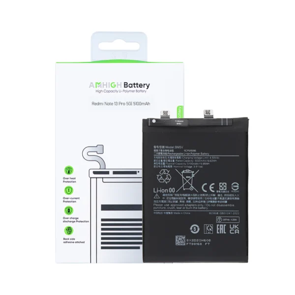 Xiaomi Redmi Note 13 Pro 5G (2312DRA50G), Poco X6 (23122PCD1G) Battery BM5V - 5100mAh (AMHigh Premium)
