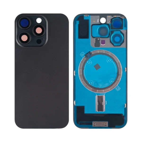 iPhone 16 Pro Back Glass with Logo + Frame + MagSafe magnet (no NFC Flex) - Black Titanium