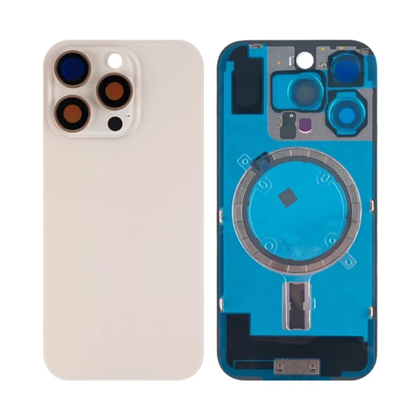 iPhone 16 Pro Back Glass with Logo + Frame + MagSafe magnet (no NFC Flex) - Desert Titanium