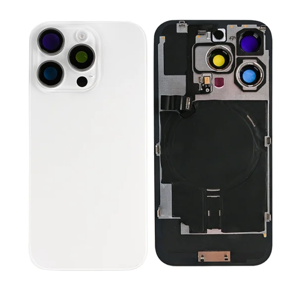 iPhone 16 Pro Max Back Glass with Logo + Frame + MagSafe magnet (no NFC Flex) - White Titanium