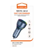 Xssive 130W PD+QC3.0 Fast Car Charger XSS-CC44 - Zwarta