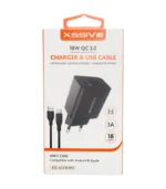 Xssive 18W QC Quick Charger & USB C-Cable XSS-AC61B2IN1 - Zwarta