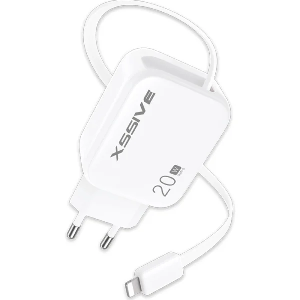 Xssive 20W PD GAN Fast Charger with Retractable 8-Pin Cable XSS-AC78L