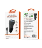 Xssive 48W PD+QC3.0 Fast Car Charger with Type-C to 8 Pin Cable XSS-CC40L - Zwart