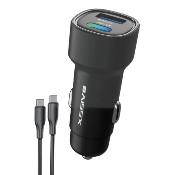 Xssive 48W QC3.0 Fast Car Charger with C-C Cable XSS-CC40C - Zwart