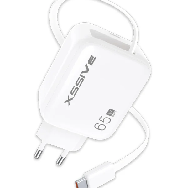 Xssive 65W PD Fast Charger with Retractable USB-Cable- XSS-AC80