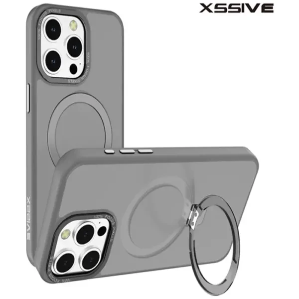 Xssive Back Case voor Magsafe with Stand iPhone 15 - Grijs