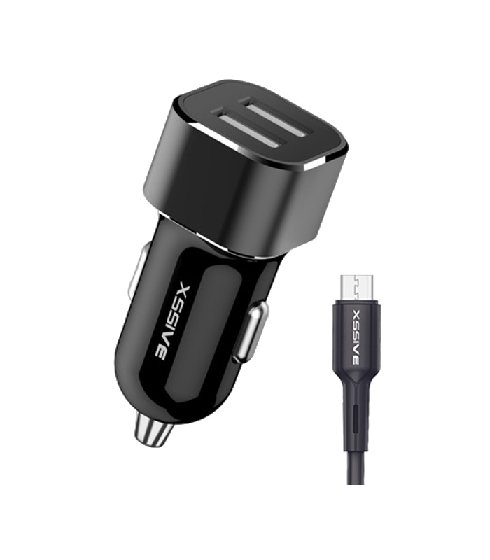 Xssive C29N Duo Car Charger + Micro Cable 2.4A - Zwart