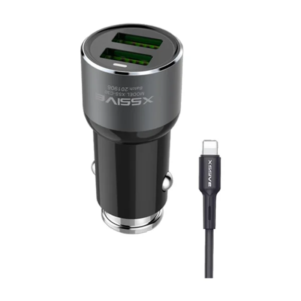 Xssive C30L Duo Car Charger+Cable for iPhone 3.6A - Zwart