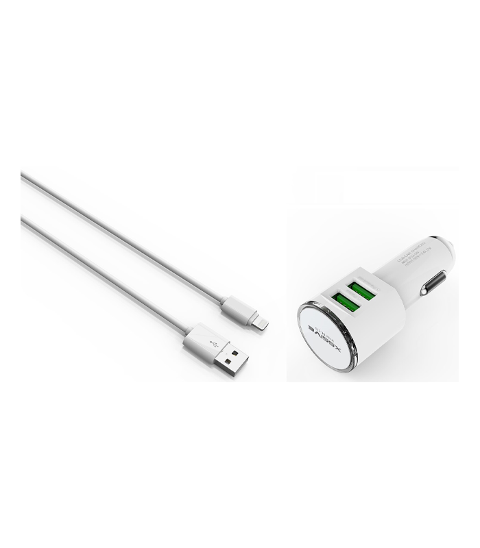 Xssive Duo Car Charger+Cable for iPhone DL-C29 - Wit