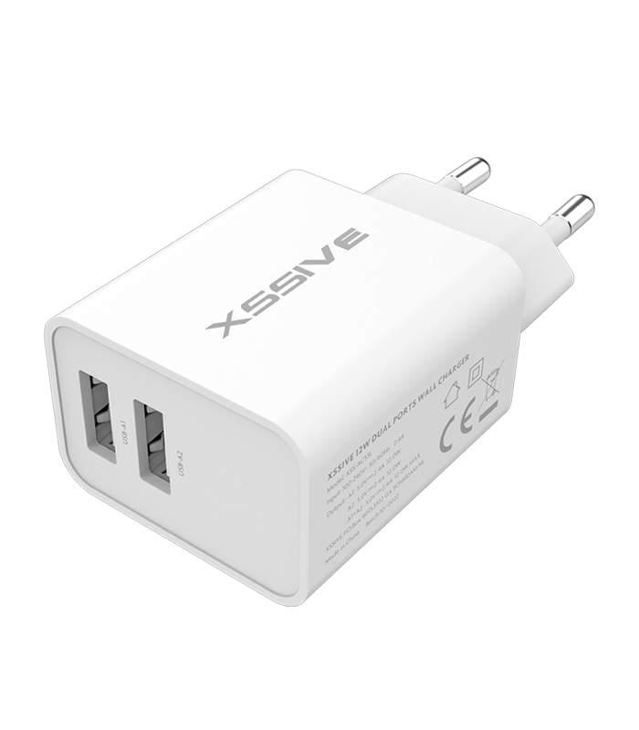 Xssive Duo USB Charger+Cable Micro 2.1A XSS-AC54-M - Wit
