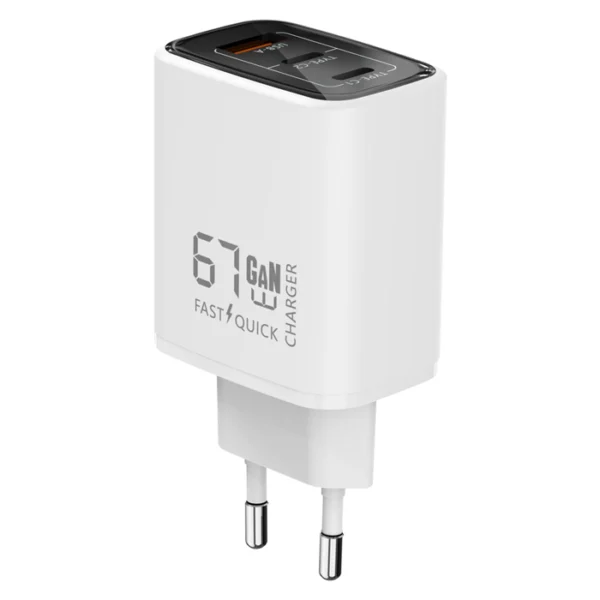 Xssive GaN 67W PDW Quick Charger USB-A+2-C XSS-AC72CCAW - Wit