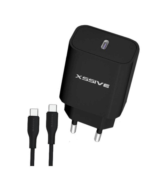 Xssive PD 20W Quick Charger+C-C Kabel XSS-AC65NB - Zwart