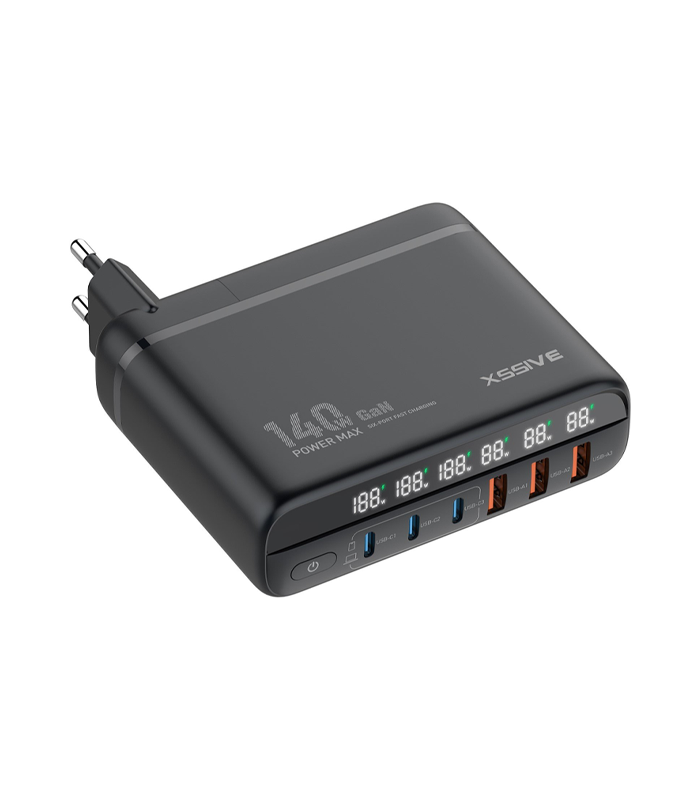 Xssive Super Fast Charger 140W GaN XSS-AC76 - Zwart Xssive Super Fast Charger 140W GaN XSS-AC76 - Zwart