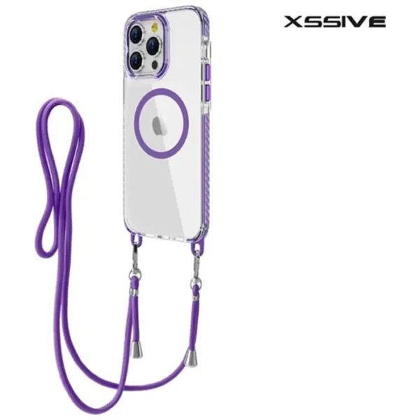 Xssive TPU Back Cover voor Magsafe met koord iPhone 13 Pro - Paars