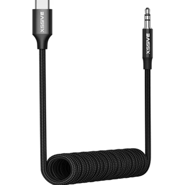 Xssive Stretchable USB-C to Aux 3.5mm 1.5m. XSS-C3.5SBR - Zwart
