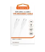 Xssive TPE Braided Serie 65W Type-C to Type-C Cable 1m XSS-TPEBR1MCC - Wit - Image 2
