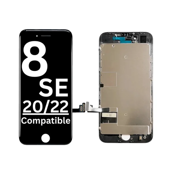 iPhone 8G, SE 2020/2022  LCD Display + Metal Plate High Quality – Black