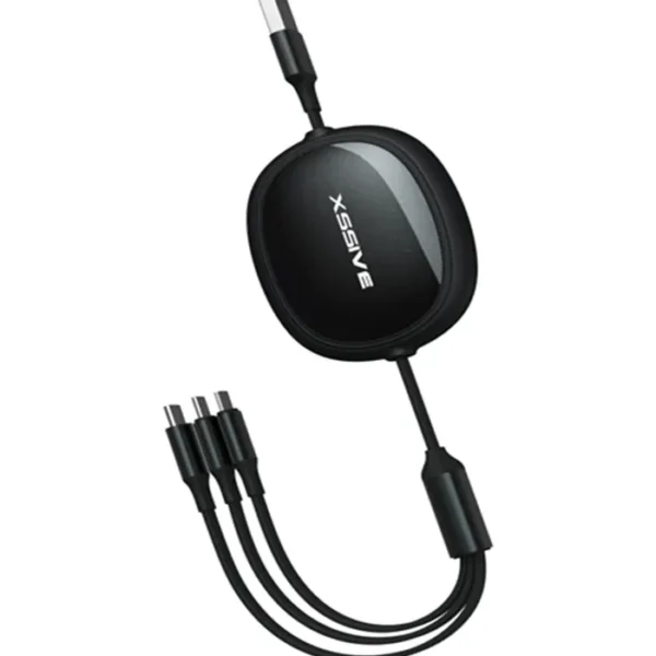 Xssive 3in1 Retractable Fast Charging Cable XSS-3IN1DESK2B - Zwart