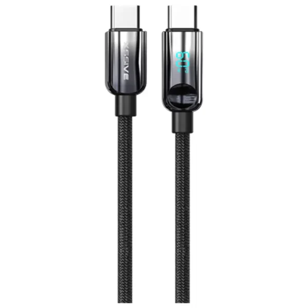 Xssive Braided 100W USB-C to USB-C Cable with Display 1m XSS-BRDIG1M CC