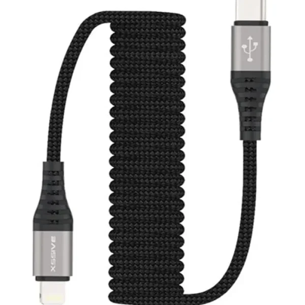 Xssive Spring Stretchable Cable Type-C to iPhone 1.5m XSS-SC-CL
