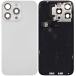For Apple iPhone 15 Pro Max Back Glass With NFC and Frame White Titanium Pulled