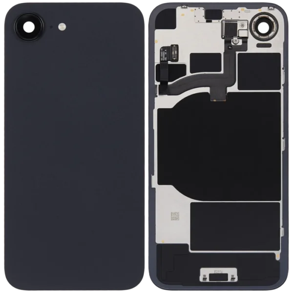 For iPhone 16E Back Glass With NFC and Frame Black Pulled